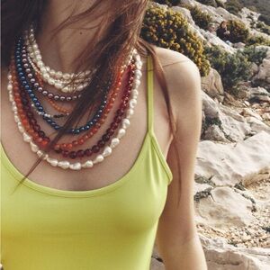 Zara Multicolor Layered Pearl Necklace